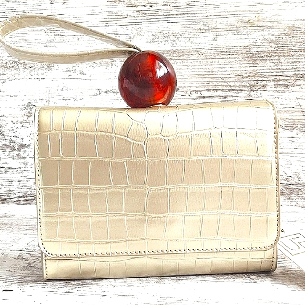 🟥NWT Urban Expressions Gold Croc & Tortoise Ball Top Handle Crossbody Ba